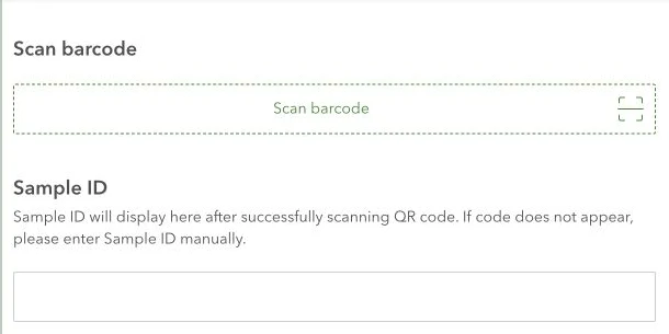 Actual CalATBI Survey123 sample barcode and sample ID fields.